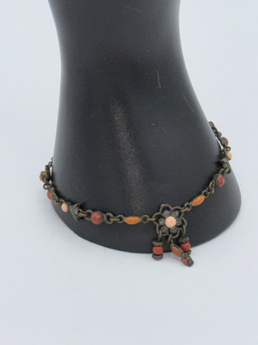 Avon Floral Charm Bracelet – Bronze Tone Beaded Vintage Style - Picture 15 of 16